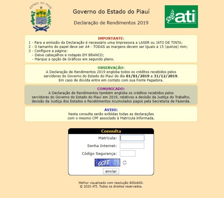 Ati Disponibiliza Declara O De Rendimentos De Servidores Governo Do Piau